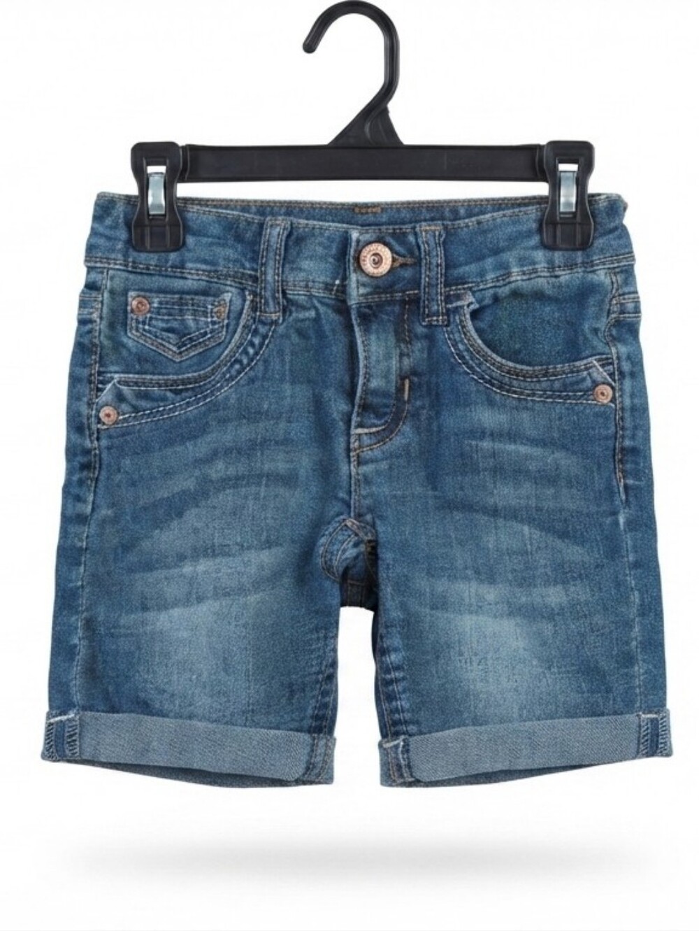 Jordache Women Blue Denim Bermuda Shorts Cuffed Casual Jean Shorts